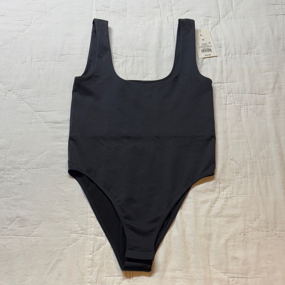 Minimalist Bodycon Balletcore Square Neck Sleeveless‎ Bodysuit Tank Top XS NWT